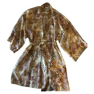 Delicates Floral and Leopard Satin Robe